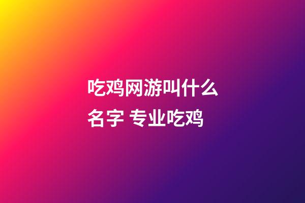 吃鸡网游叫什么名字 专业吃鸡